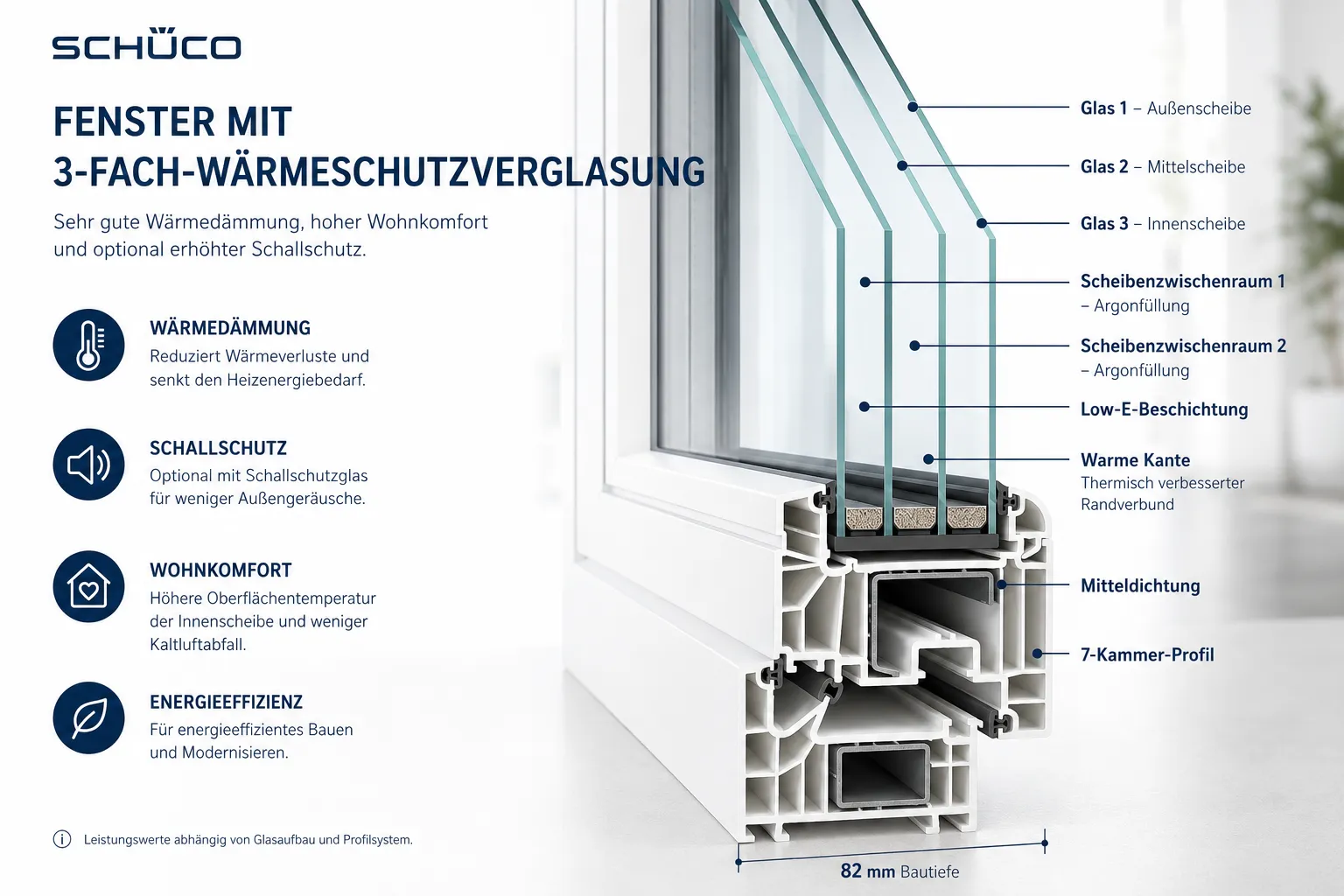 Fensterquerschnitt – Aufbau und Komponenten eines modernen Kunststofffensters
